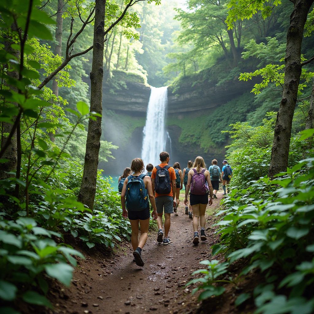 નજીકના ધોધની હાઇકિંગ ટ્રીપ